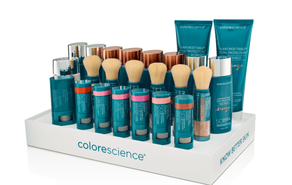 A custom product display for Colorescience cosmetic products