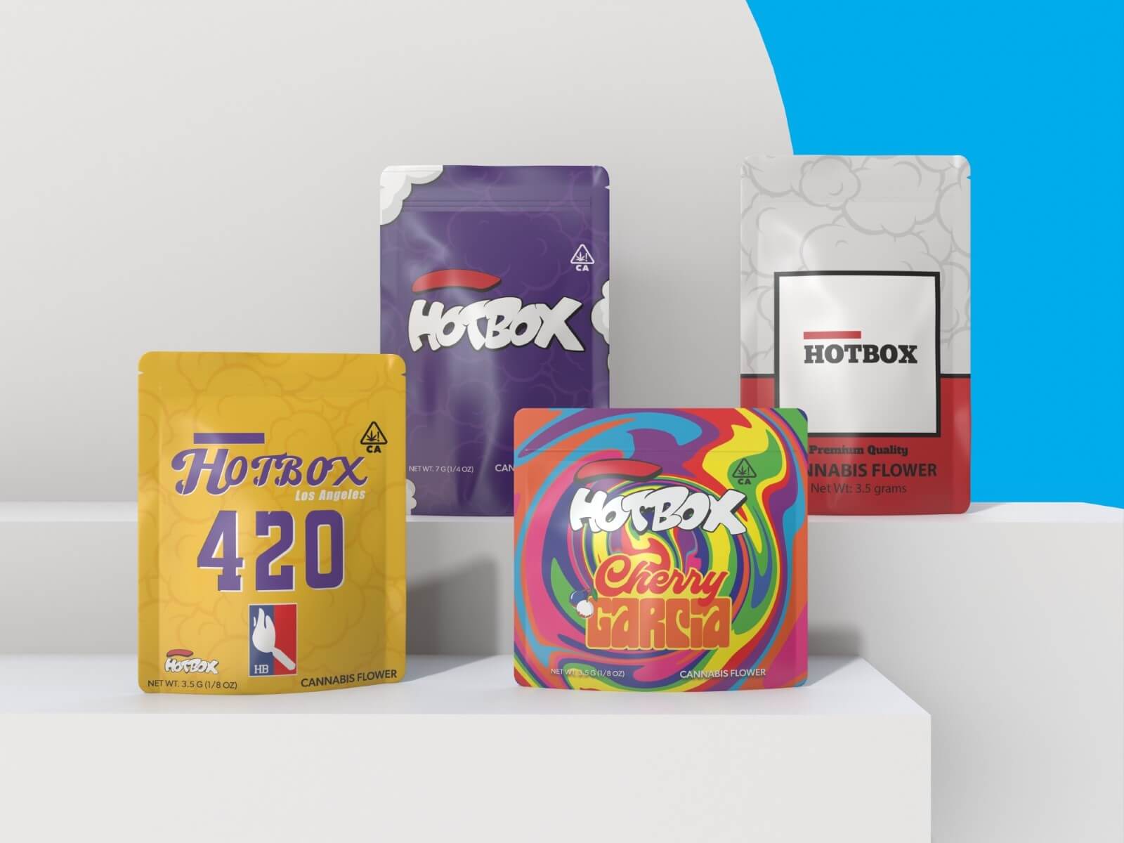 A collection of custom flexible packaging examples for the brand, HOTBOX