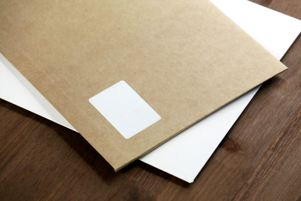 A brown envelope used by a company to boost its direct mail ROI