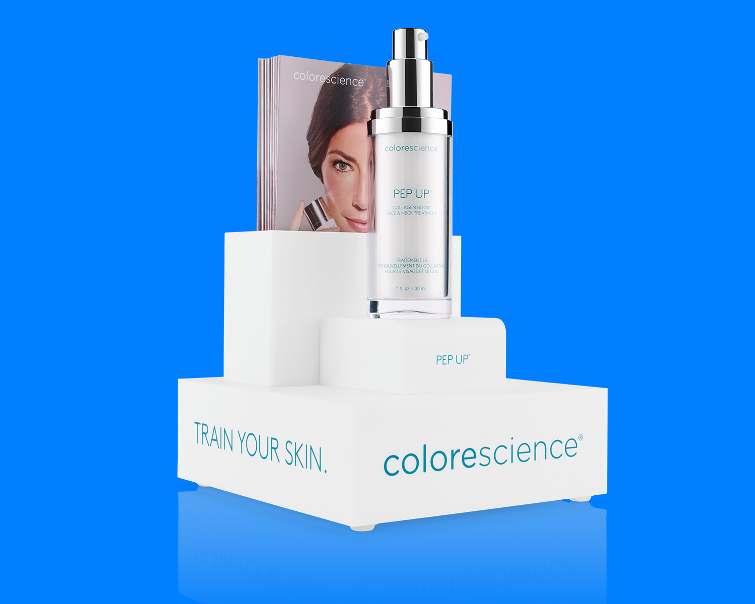 Colorescience Display on blue.