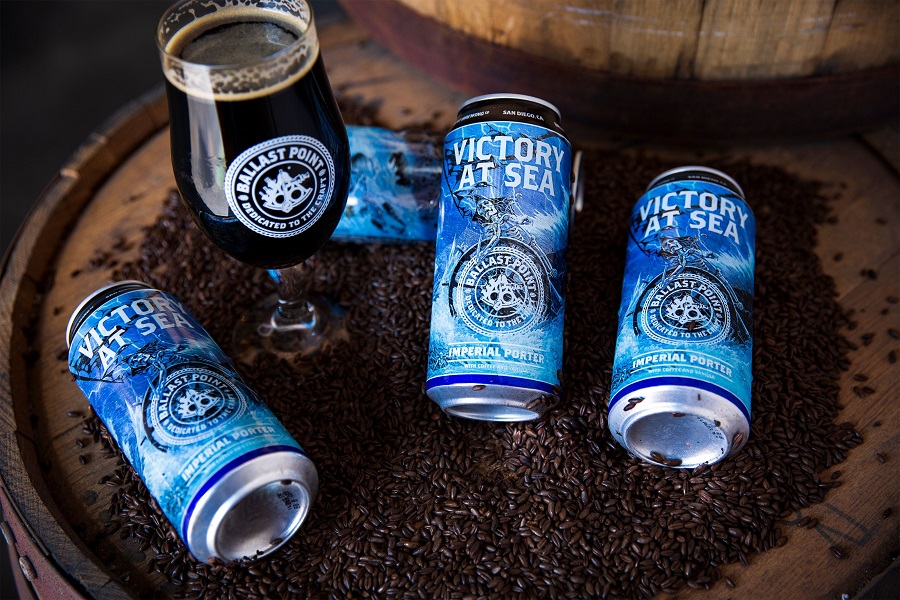 Ballast Point Victory at Sea cans showing their unique illustration style.  